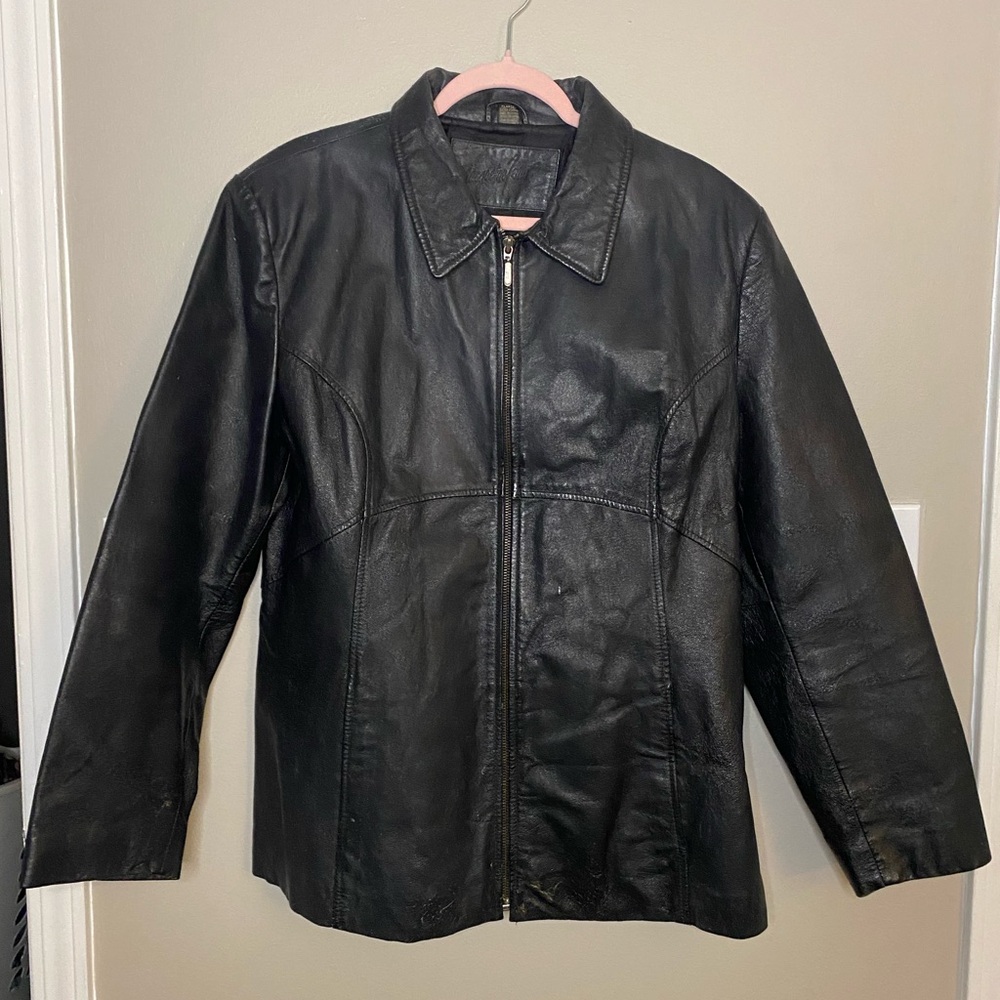 GORGEOUS Vintage Jacqueline Ferrar Structured Genuine Black Leather Moto Jacket